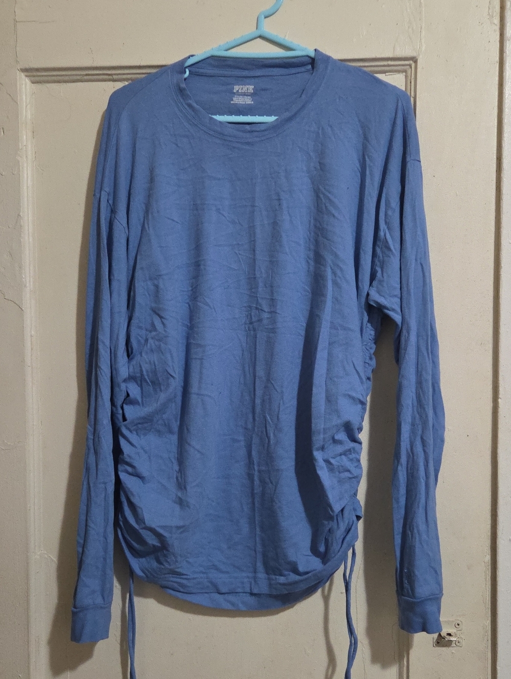 PINK Victoria's Secret Light Blue Long-Sleeve Crewneck with Side Ties